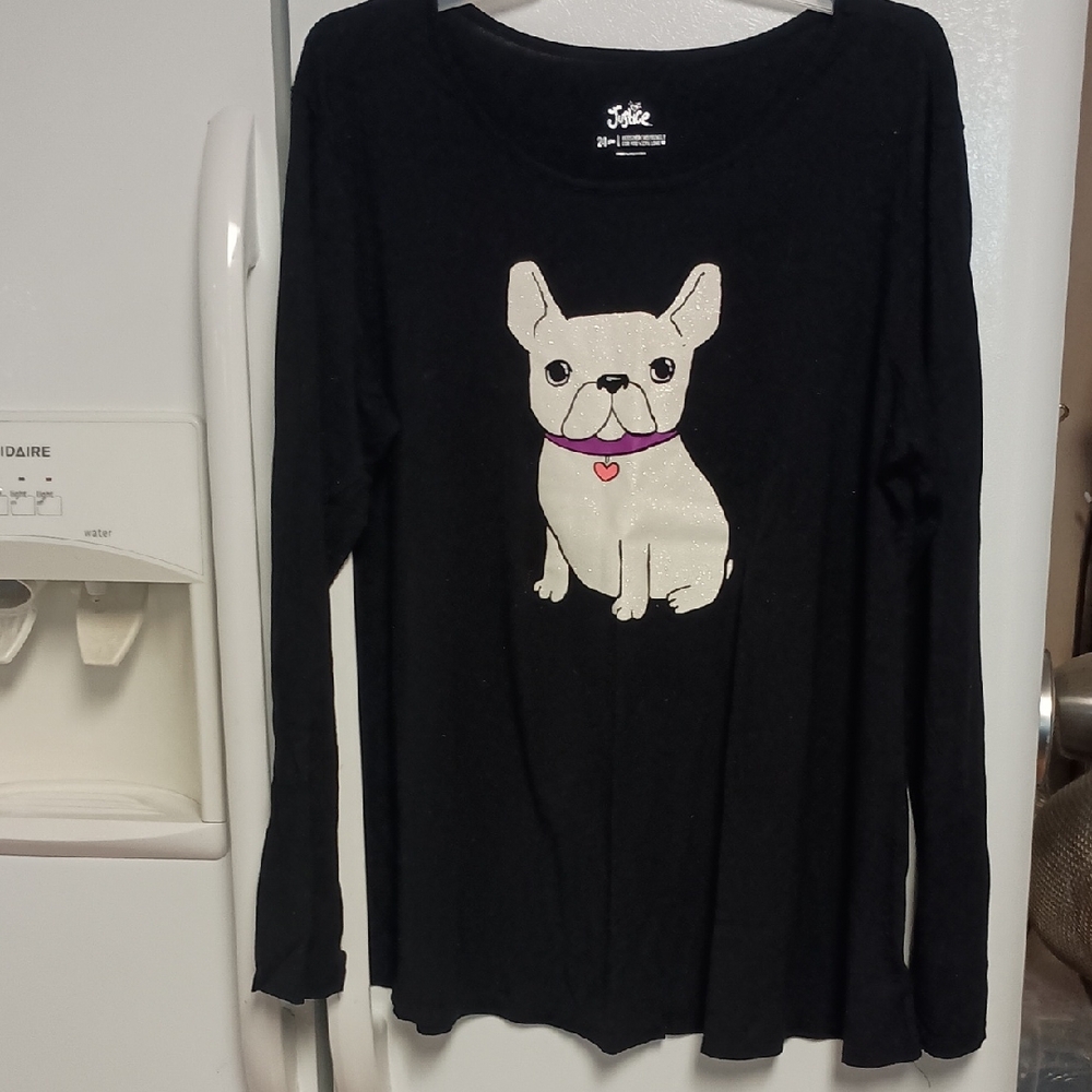 Justice Black Long Sleeve with Dog Graphic